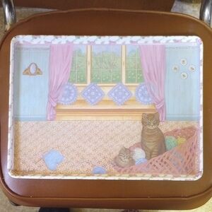 Vintage Cat Tray, Pastel Colors, Art by Mariangela Ascorti, Made in Italy